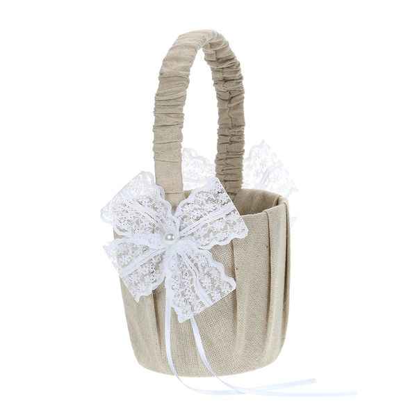 Love Case Satin Basket Storage Candy Gift Card Container Wedding Basket Flower Girl Basket For Ceremony Wedding Party Decor LJ201204