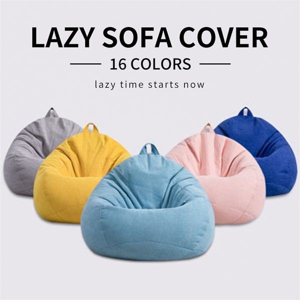 Meijuner Lazy Sofa Cover Solid Chair Covers without Filler-Inner Bean Bag Pouf Puff Couch Tatami Living Room Furniture Cover LJ201216