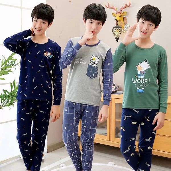 Teens Pijamas Long Sleeve Cotton Pyjamas Kids Clothes Sets Cartoon Big Boy Sleepwear Cute Pajamas For Girls 10 12 14 16 18 Years 201225