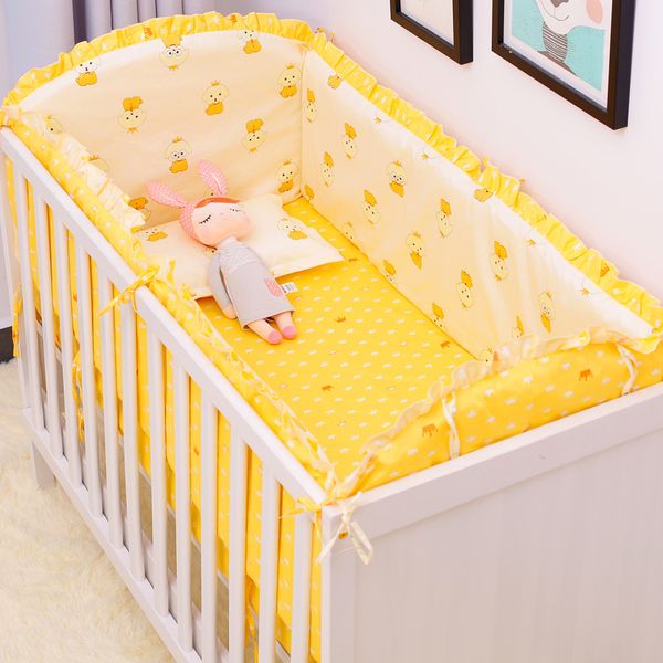 Cartoon Infant Crib Bedding Set Girls Boys Baby Bed Set Cot Bumpers Quilt With Filling For Baby -set Cotton Toddler Bed Kit LJ201105