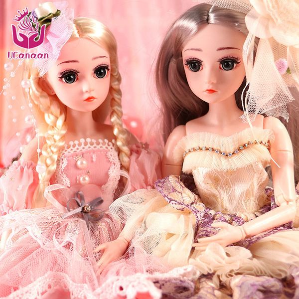 UCanaan 18 Inch 45CM 1-4 BJD Dolls 18 Ball Jointed Doll For Girls With Full Outfits Dress Shoes Makeup SD Doll Toys For Children LJ201031