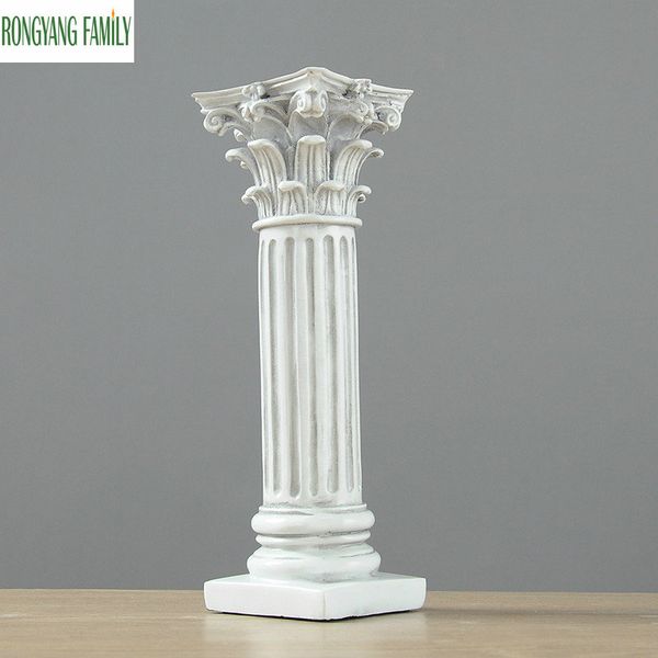 Europe Roman Column Miniatures Statue Resin Ornaments Ancient Building Model Sculpture Crafts Home Office Desktop Decor Figurine T200710