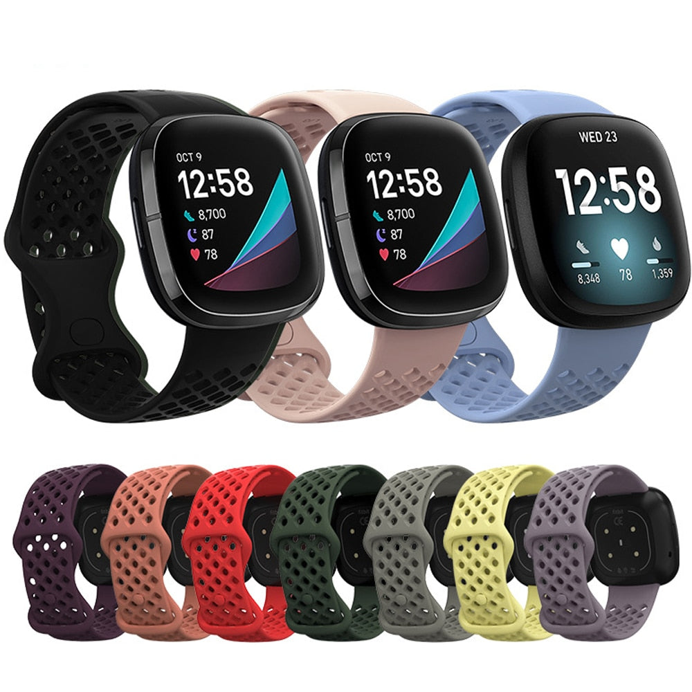For Fitbit versa 3 silicone strap sports breathable wristband bracelet band for fitbit sense - versa3 Smart watch accessories