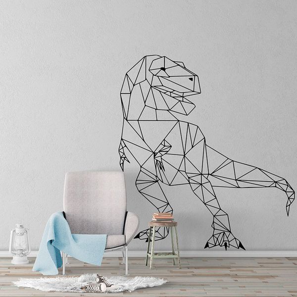 Large Geometric Dinosaur T-Rex Wall Sticker Boy Room Kids Room Jurassic Park Zoo Animal Dinosaur Wall Decal Bedroom Vinyl Decor 201106
