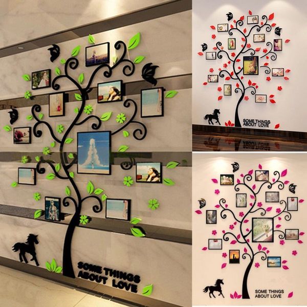 3D DIY Acrylic Wall Sticker Removable Family Tree Photo Frame Wall Decals Poster Art Picture Frame Living Room Wall Home Decor 201106