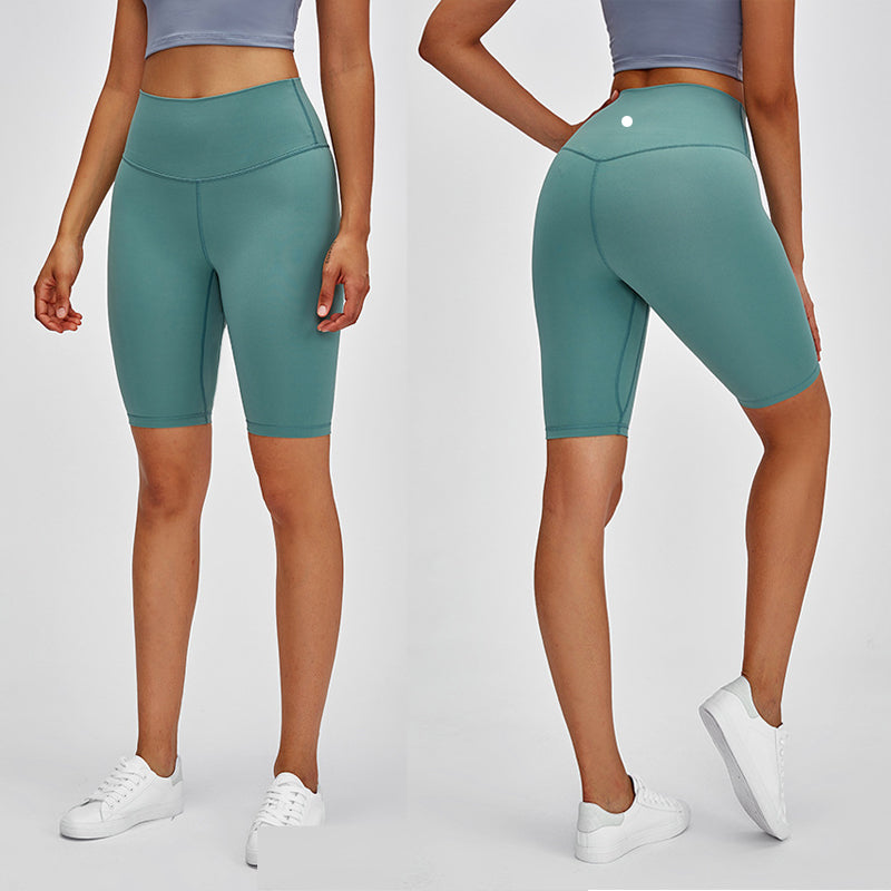 New high waist sports fitness five-point pants women double-sided sanding slim body yoga pants Exercise Training Medium Shorts leggings L-69
