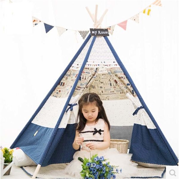 Kids Teepee Play Tent 100% cotton Canvas indoor or outdoor Playhouse kids play tent toy tent LJ200923