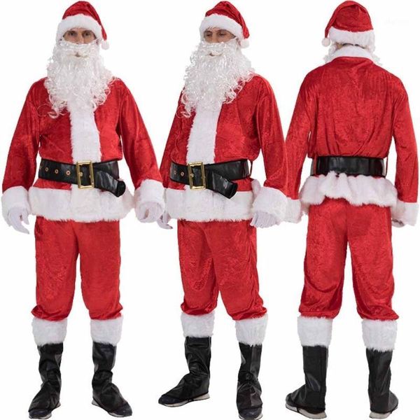 Christmas Men Santa Claus Costume Adult Cosplay Attire Veet Dress Up Complete1