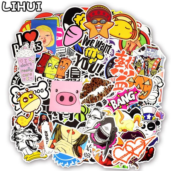Random Colorful Stickers Mixed Graffiti Punk Cartoon Sticker Toys for Kid DIY Guitar Travel Case Laptop Bicycle Stickers LJ201019