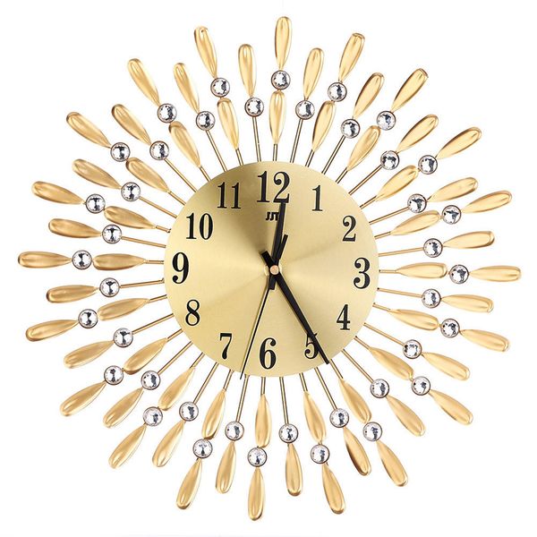 3D Large Wall Clock Crystal Sun Fashion Modern Style Silent Clocks Simple Living Room Office Home Decoration Black-Gold 201125