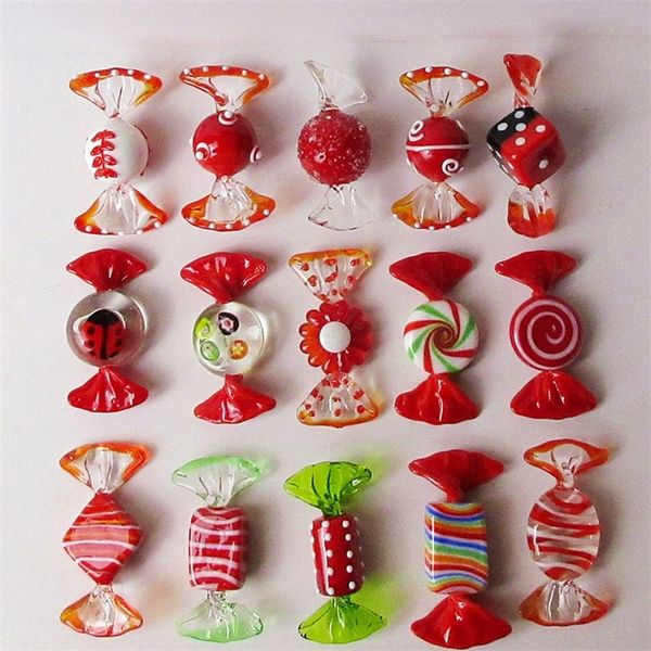 15 Pcs MURANO handmade red Glass Candy Pop Art, Christmas Ornament Pendant Table Decor, Home Decor, Table Favors, Party Favors 201128