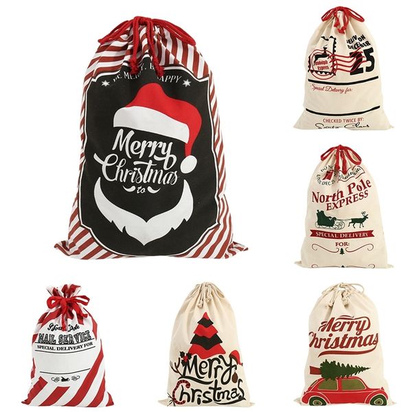 Christmas Gift Bags Santa Sacks Drawstring Canvas Candy Canvas Bag Big Santa Claus Thank You Bags Gift Bag Xmas Decoration 201128