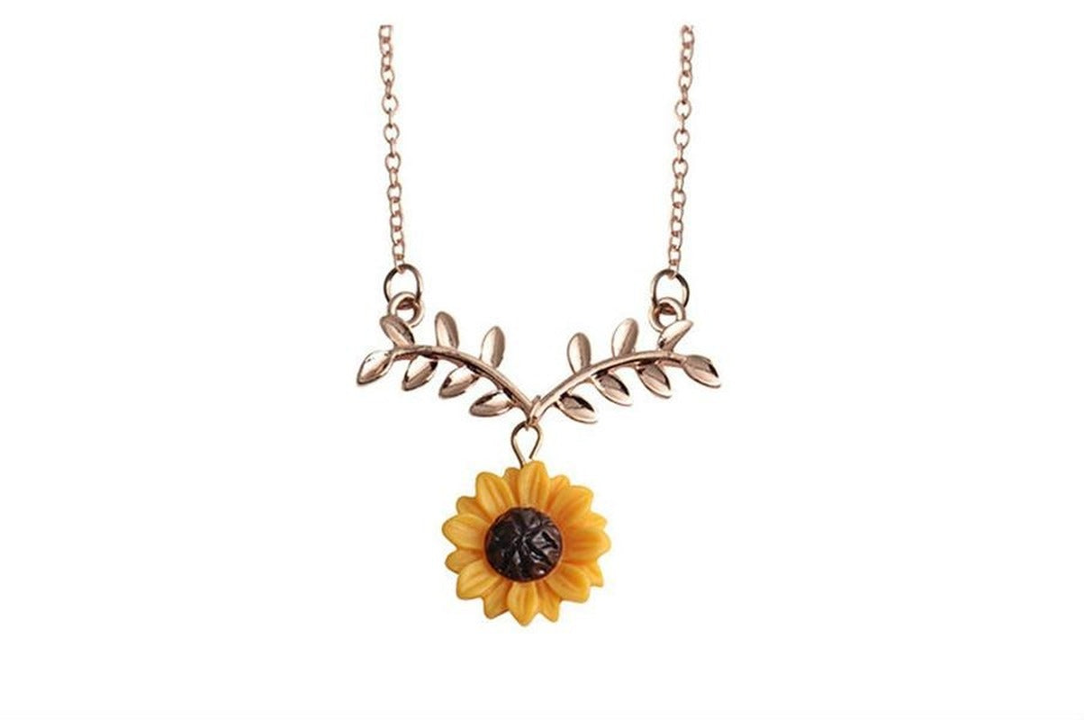 Sunflower Jewelry Set Necklace Pendant Glass Picture Party Jewelry Set Statement Necklace Flower Leaf Chokeres Necklaces