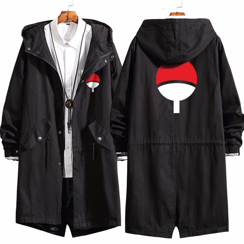 2021 New Men Anime Hoodie Coat Uzumaki Naruto Cosplay Long Trench Jacket Sweatshirt Thicken Overcoat Caii