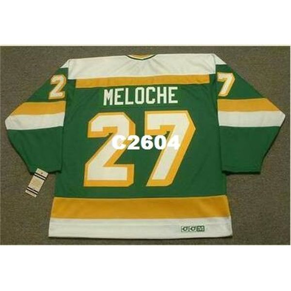 Mens #27 GILLES MELOCHE Minnesota North Stars 1981 CCM Vintage RETRO Home Hockey Jersey or custom any name or number retro Jersey
