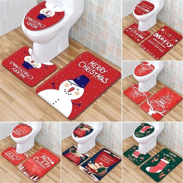 Santa Claus Rug Seat Bathroom Set Merry Christmas Decorations For Home Navidad Natal Cristmas Party Supplies New Year Gift Y201020
