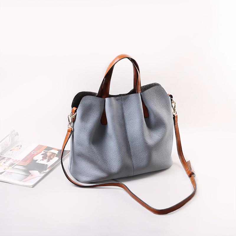 Cross Body Genuine Leather Composite Bags Litchi Grain Handbags Head Layer Cowhide Women Portable Shoulder Messenger Fold