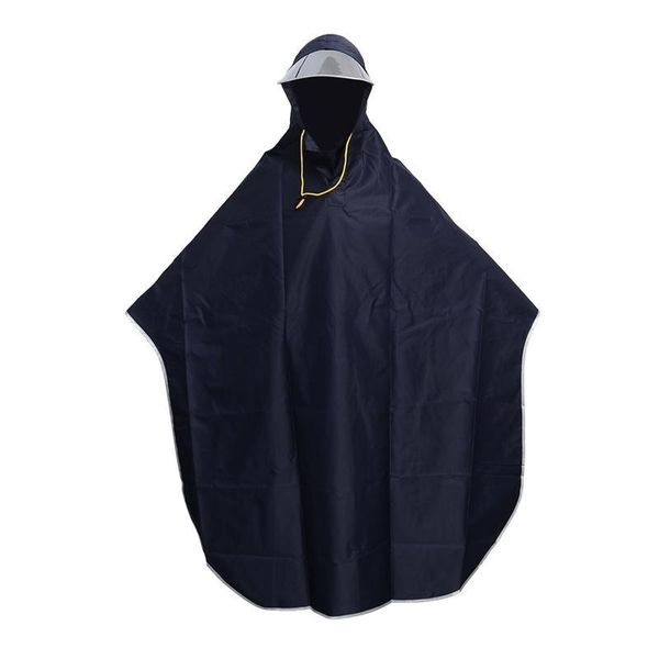 Mens Womens Cycling Bicycle Bike Raincoat Rain Cape Poncho Hooded Windproof Rain Coat Mobility Scooter Cover (Navy Blue) 201016