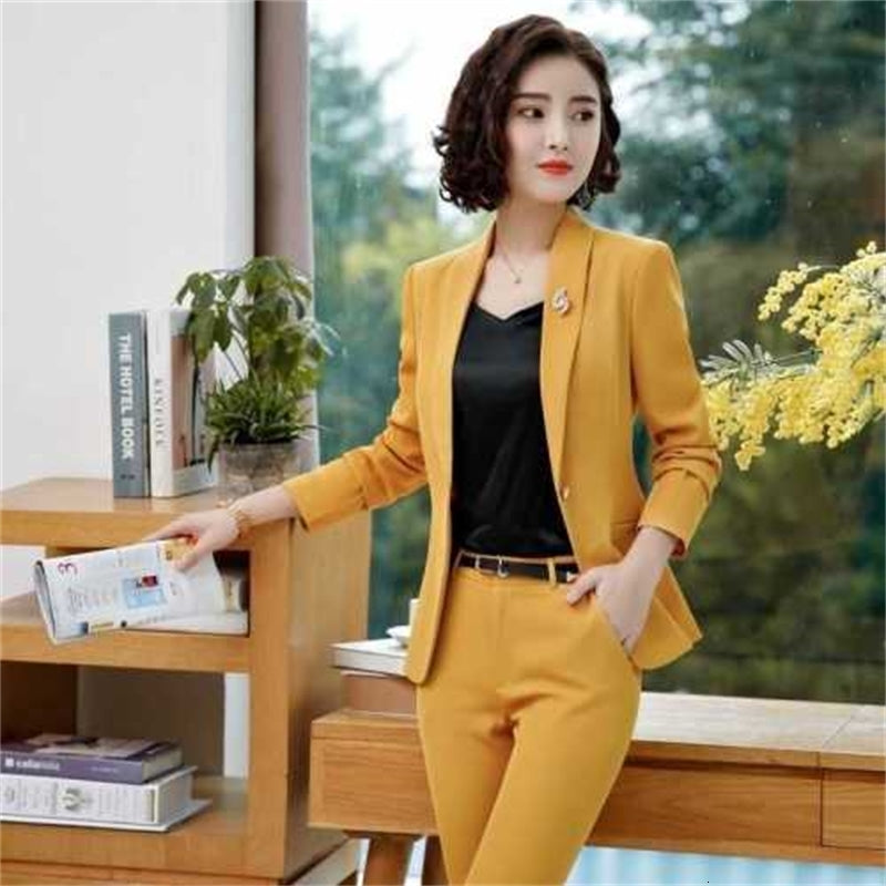 Professional Women Blazer with Women&#039;s Breeches Buisness Suit Office Suits Piece Top and Womn Pants Two-piece Clothes 85fk