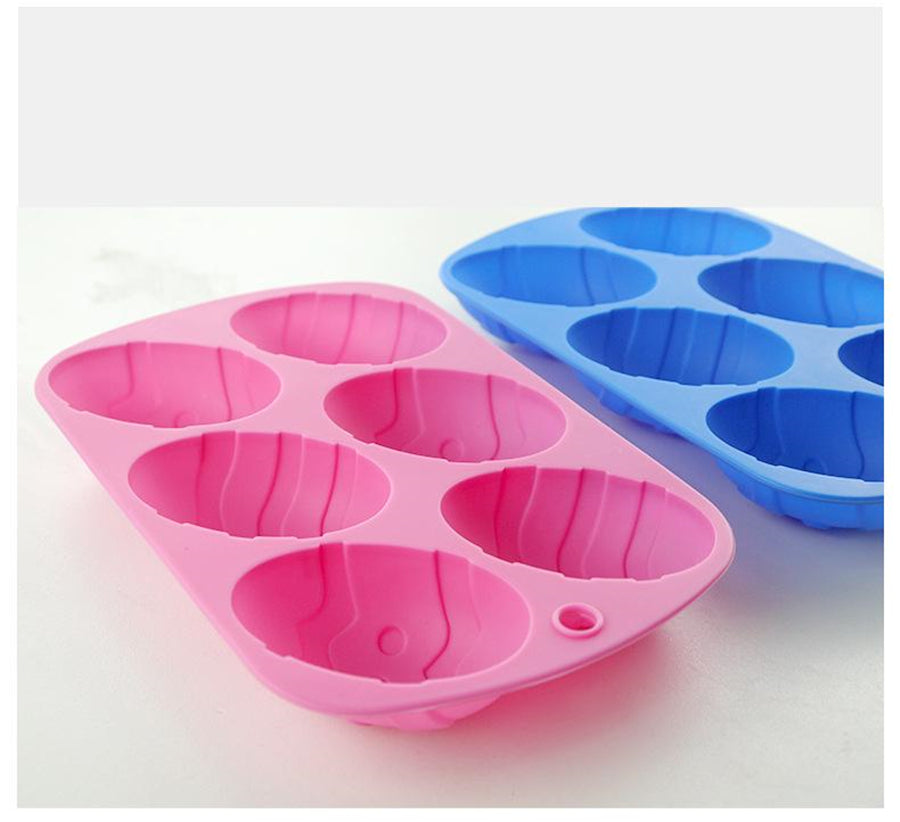 Eco-friendly Bar Dining 6 Cavity Easter Egg Shaped Bakeware Mould Dessert Silicone Cake Baking DIY Easter Chocolate Mold Cakes
