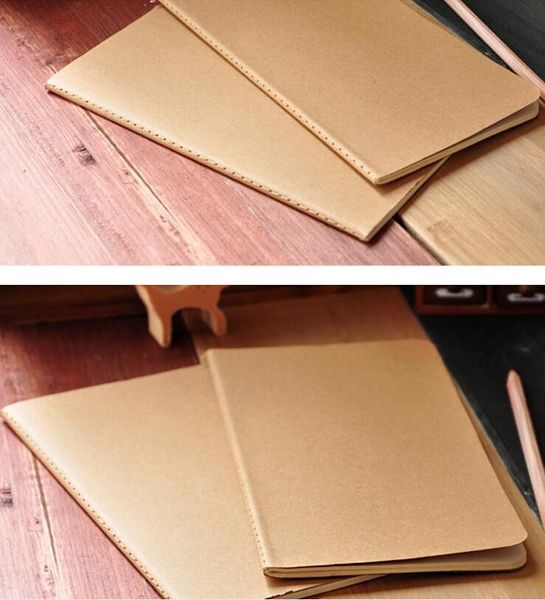 wholesale 8.8X15.5CM paper notebook blank notepad book vintage soft copybook daily memos Kraft cover journal notebooks