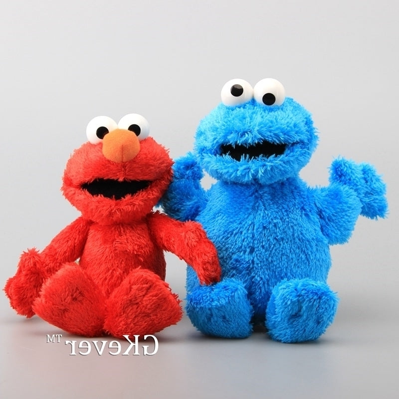 High Quality Sesame Street Elmo Cookie Monster with Plastic Eyes Soft Plush Toy Cartoon Fluffy Stuffed Dolls 9&quot;23 CM Kids Gift