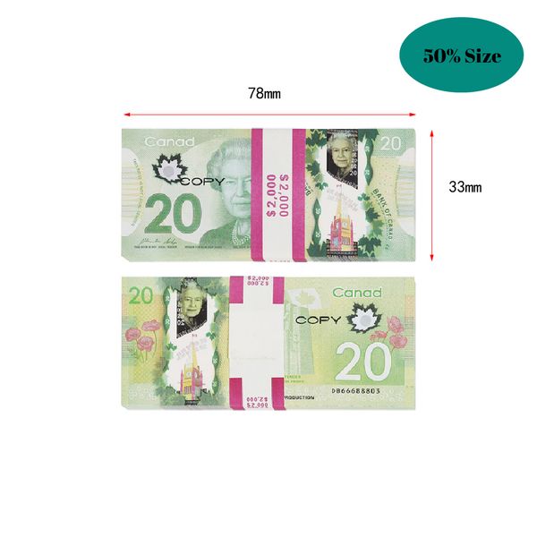 50% Size Prop Money Cad Canadian Party Dollar Canada Banknotes Fake Notes Movie Moneys For Tiktok Youtube Party Games 0ce