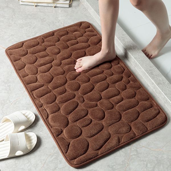 Bath Mats ZL0433Sea 40*60cm Cobblestone Thick Coral Velvet Floor Mat Memory Foam SBR Non-Slip Carpet Water Absorbent Floormat Flannel Soft B
