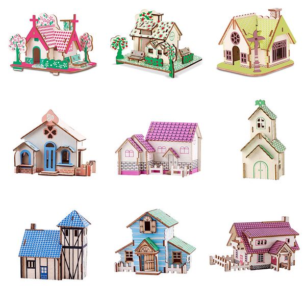 1000 Piece Puzzles Wooden Building 3d Puzzles Small House Beauty House Jigsaw Puzzle Laser Version Children&#039;s Early Education Toys LAZ