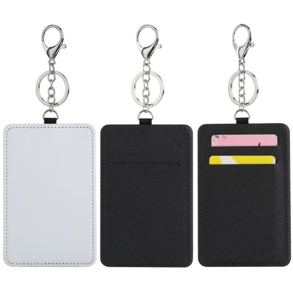 Sublimation Card Holder PU Leather Blank Credit Cards Bag Case Heat Transfer Print DIY Holders With Keychain SN3316