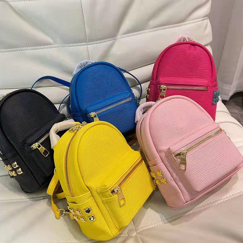 2022 designer women rivets backpacks school bags fashion crossbody ripple backpack lady shoulder bags plain back pack small size high quality