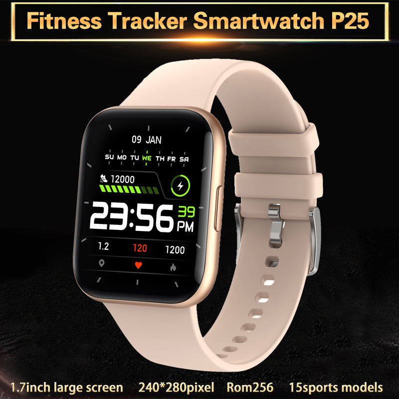 Smartwatch P25 Fitness Tracker Smart Watch Android Men Women Sports Wristbrand 1.7inch 240*290pixel RAM256 ROM256 200mAh IP67 Waterproof Custom Dial