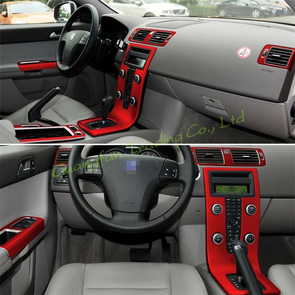 For Volvo S40 V50 C30 Interior Central Control Panel Door Handle 5D Carbon Fiber Stickers Decals Car styling Accessorie