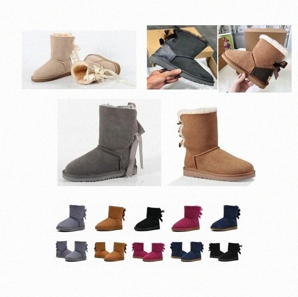 2025 Classic australia wgg women shoes platform womens boot girls lady bailey bow winter fur snow Half Knee Short boots 36-42