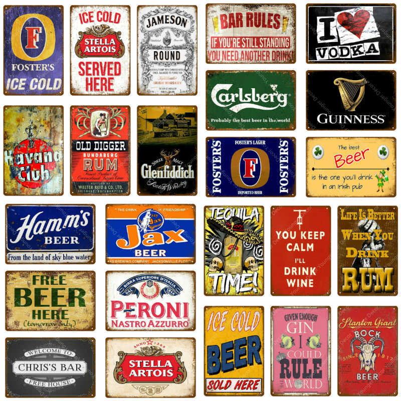 Beer Bar Rules Metal Tin Signs Drink Rum Wine Vintage Poster Pub Home Bar Decor Wall Art Advertising Plate Painting Sticker