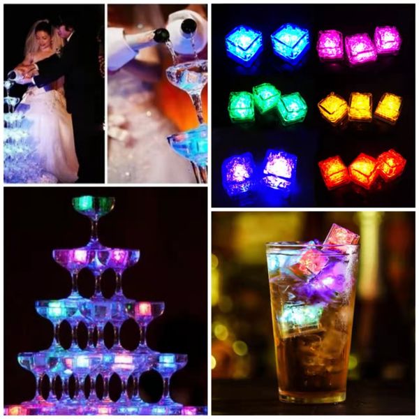 LED Gadget Aoto colors Mini Romantic Luminous Artificial Ice Cube Flash Light Wedding Christmas Party Decoration DH8888
