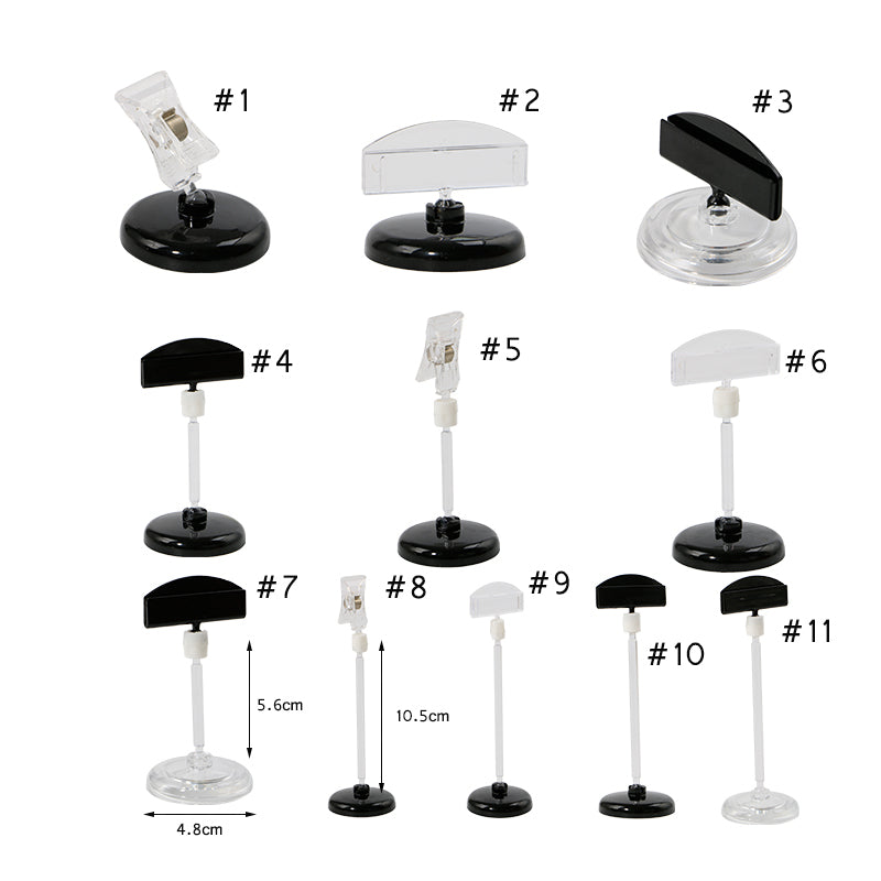 Black Clear Ps Plastic Sign Clip Label Holder Stand Wedding Table Desk Name Number Card Price Tag Picture Riser Display Rack