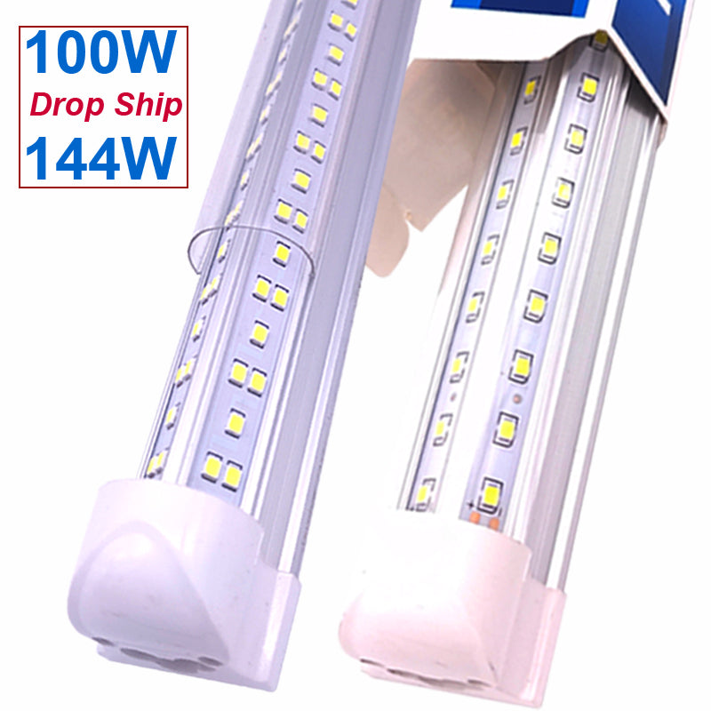 V-Shaped Integrate T8 LED Tube 2400MM 4 5 6 8 Ft Feet Fluorescent Lamp 8Ft 4Ft LED Light Tubes Cooler Door Lighting Ultra Bright Daylight 6500K Shop