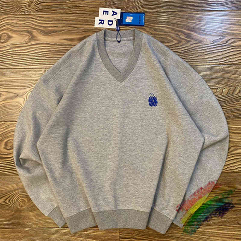 V-neck Adererror Sweatshirts Men Women 1:1 High-quality Streetwear Embroidery Flowers Ader Error Crewneck Hoodie Vwp5