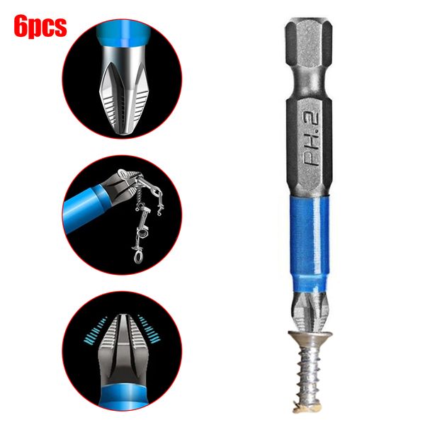 6Pcs Screwdriver Bit Set Hand Tools Electric Hex Shank Magnetic Drill Cross Bit attachment multitool