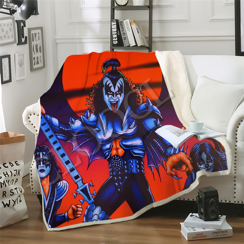 CLOOCL New Factory Wholesale Hip Hop KISS Band Blanket 3D Print Popular Double Layer Casual Sofa Youth Bedding Throw Fashion Blankets
