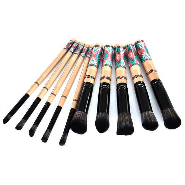 10PCS Makeup Brushes Set Bohemian Style Foundation Blending Powder Brush Eyeshadow Contour Concealer Blushes Cosmetic Makeup Tool