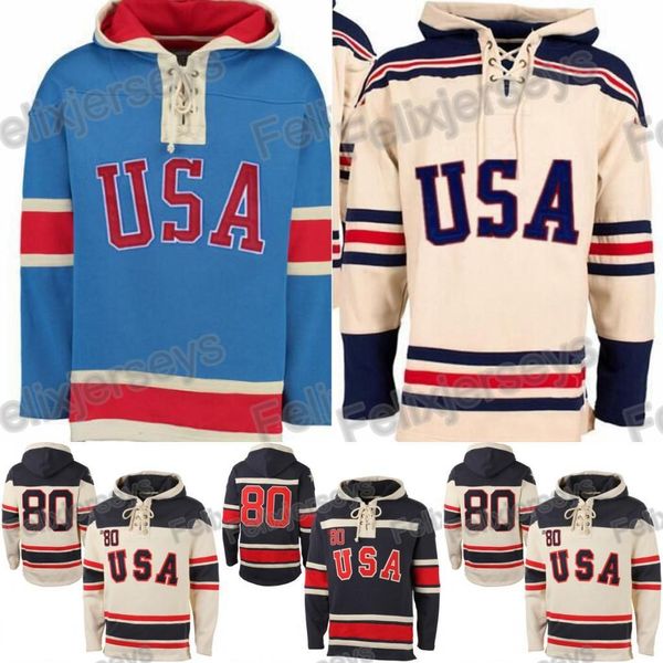 1980 Miracle On Team Usa Ice Hockey Jerseys Hockey Jersey Hoodies Custom Any Name Any Number Stitched Hoodie Sports Sweater Free Shipping