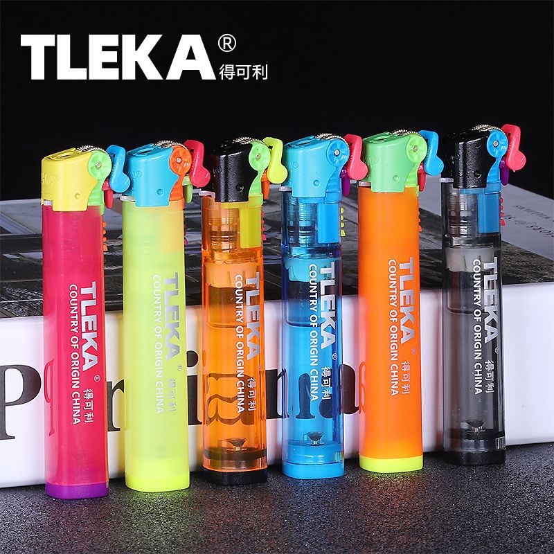 New Mini TLEKA Gas Lighter Refillable Windproof Butane Fire Starter Grinding Wheel Ignite Blue Flame Inflatable Lighter Men Gadget Gift
