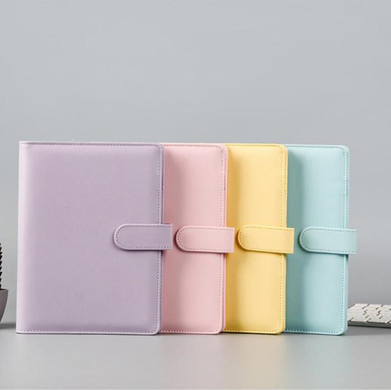 A6 PU Leather Notebook Binder Macaron color 19*13cm Refillable 6 Ring Binder for A6 Filler Paper with Magnetic Buckle Closure can custom DIY