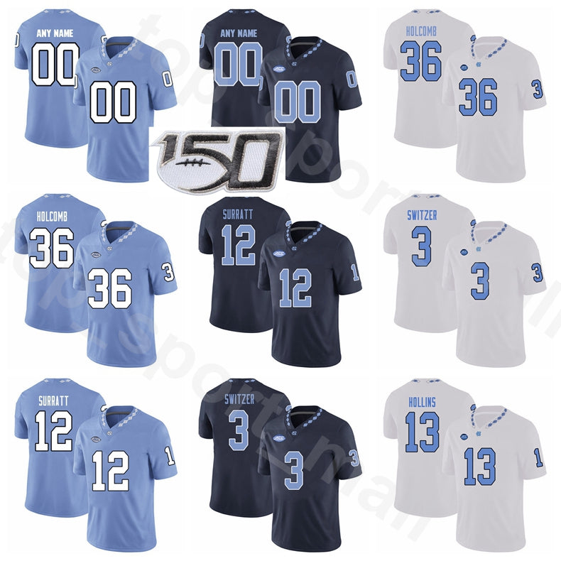 Men Women Youth North Carolina Tar Heels NCAA College Football Chazz Surratt Jersey Cole Holcomb Ryan Switzer Marquise Williams Mack Hollins