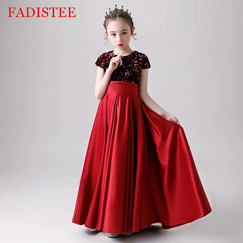 FADISTEE Girl dress Flower Girl Dresses vestidos lace Baby Girl Infant Dress Kids Formal Wear girls dress Floor-Length Satin Bow