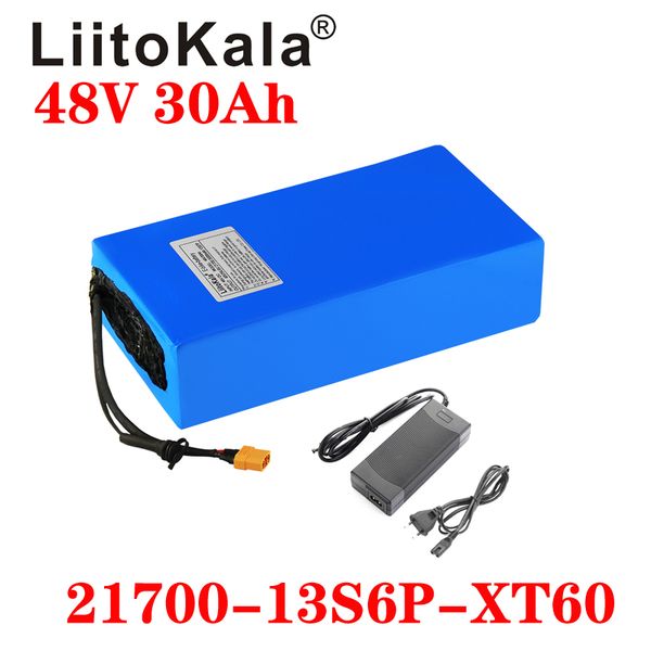 LiitoKala 48V 30ah 21700 5000mAh 13S6P ebike battery pack 20A BMS batteries Lithium cells For bike Electric Scooter