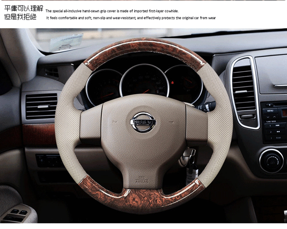 DIY Custom hand-stitched leather car steering wheel cover For Nissan Sylphy old Tiida LIVINA car accessories wheel cover