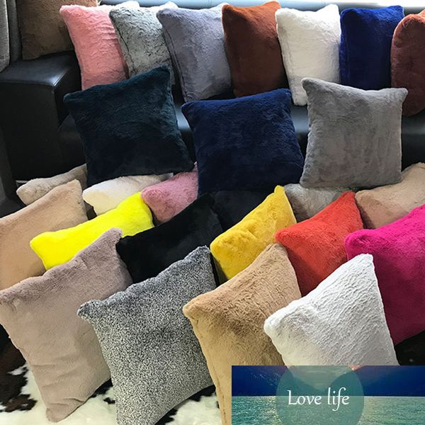 Sofa Pillow Case Plush Decorative Throw Pillow Cover Seat Fur Square Throw Pillow Cover Cushion Case Protector